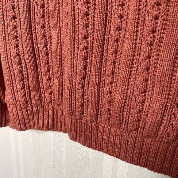 J. Crew Point Sur Boxy Pointelle Cable Knit Pullover Sweater Drop Shoulder Mauve - Picture 8 of 11